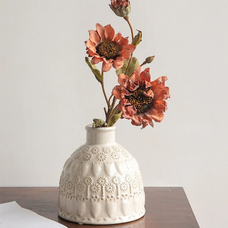 Vintage Embossed Ceramic Vase Home Ornament - image 6