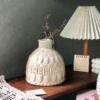 Vintage Embossed Ceramic Vase Home Ornament - White - image 2