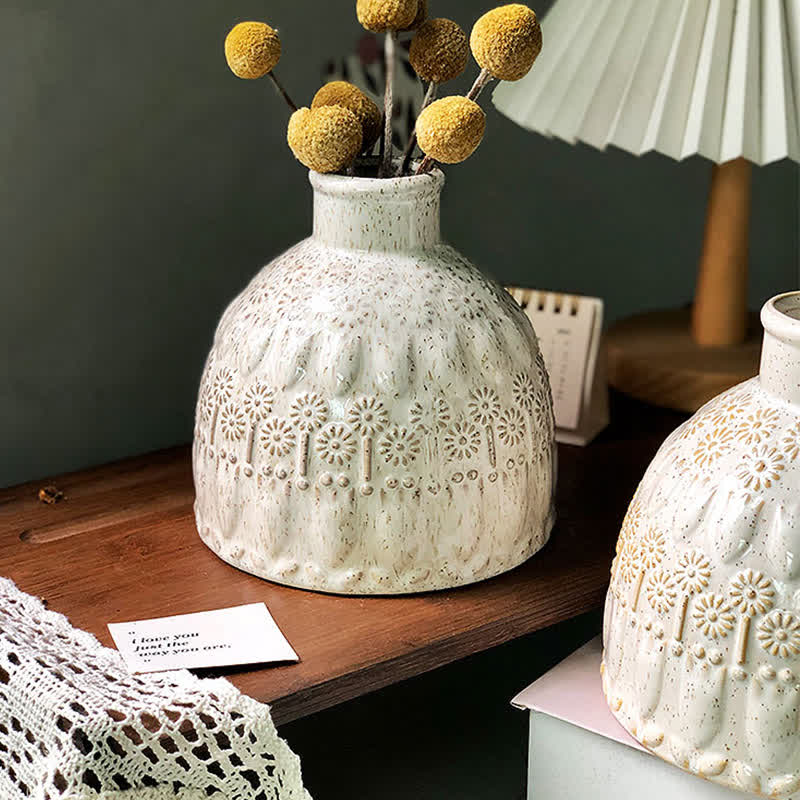 Vintage Embossed Ceramic Vase Home Ornament - image 4