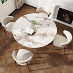 5-pieces Walnut-colored Aquarius Base Dining Table With Curved Backrest Dining Chairs - image 12