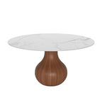 5-pieces Walnut-colored Aquarius Base Dining Table With Curved Backrest Dining Chairs - image 1