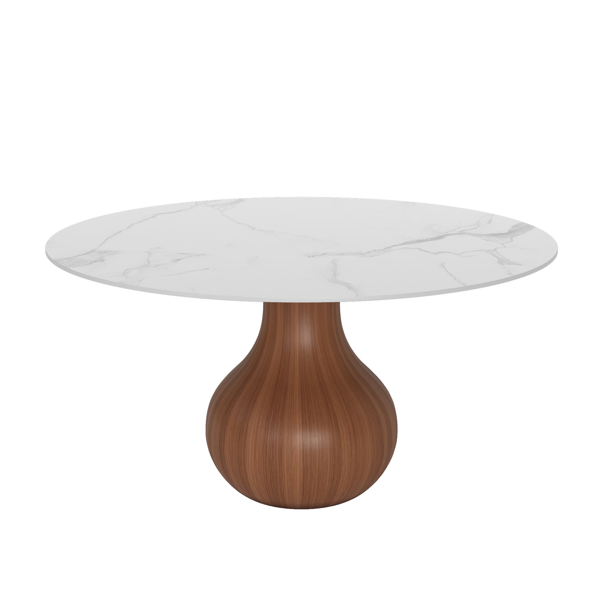 7-pieces Walnut-colored Aquarius Base Dining Table With Curved Backrest Dining Chairs