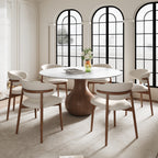 5-pieces Walnut-colored Aquarius Base Dining Table With Curved Backrest Dining Chairs - image 4