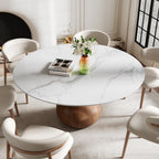 7-pieces Walnut-colored Aquarius Base Dining Table With Curved Backrest Dining Chairs - image 5
