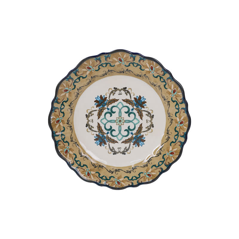 Retro Plant Pattern Porcelain Plate Home Ornament