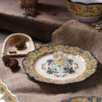 Retro Plant Pattern Porcelain Plate Home Ornament  - image 4