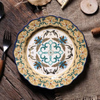 Retro Plant Pattern Porcelain Plate Home Ornament  - Pale Yellow - image 3