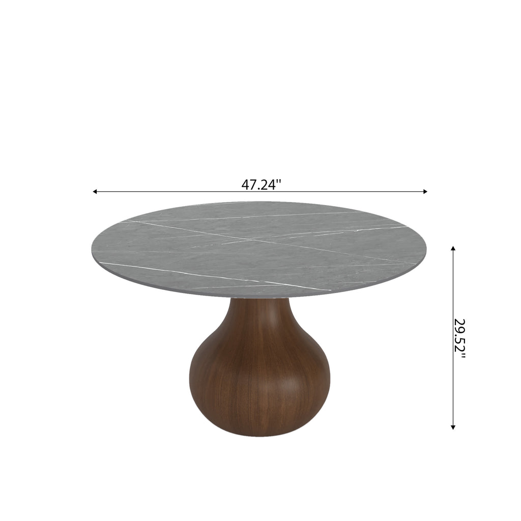 5-pieces Grey Vase-shaped Base Dining Table With Armless Wood Dining Chairs