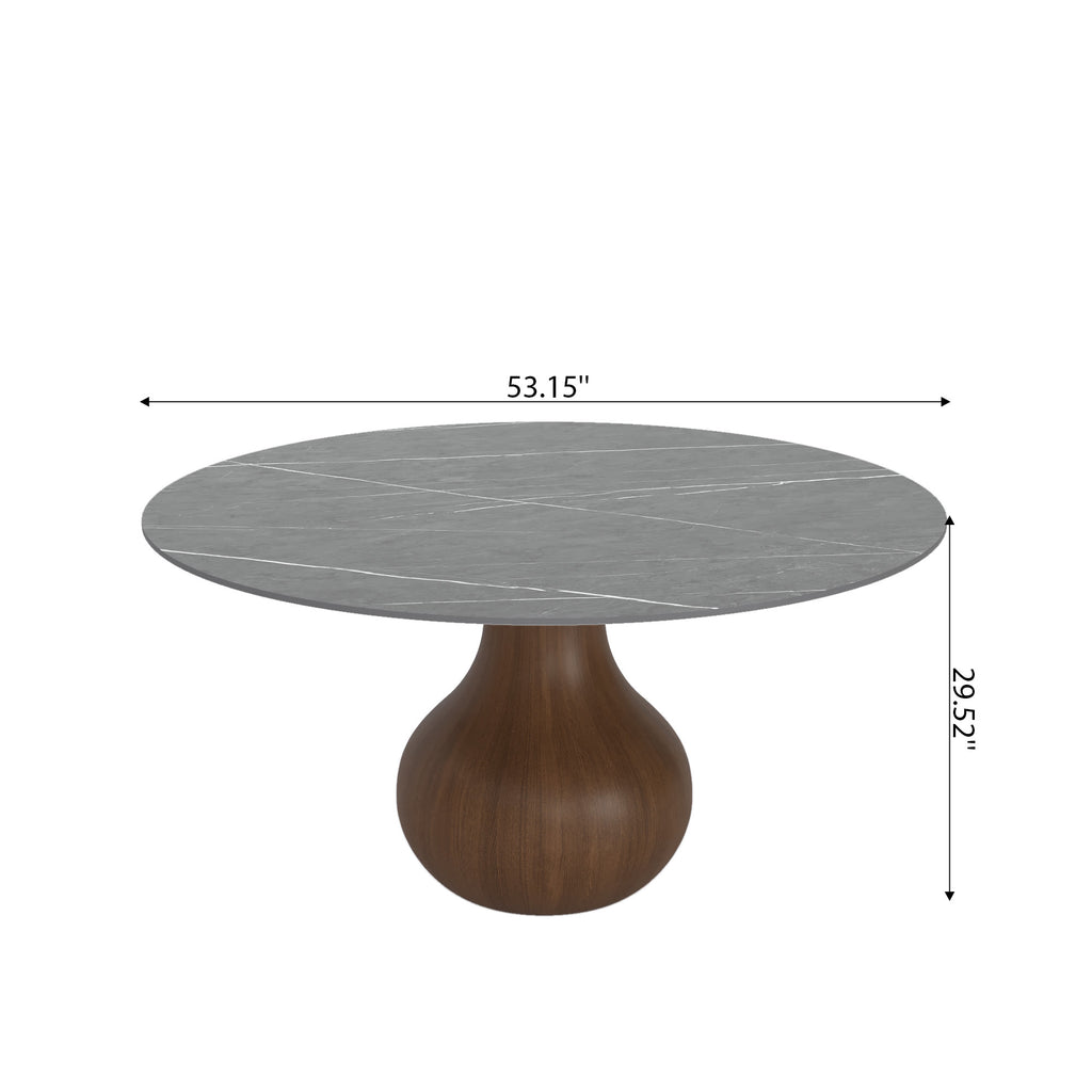 5-pieces Grey Vase-shaped Base Dining Table With Armless Wood Dining Chairs