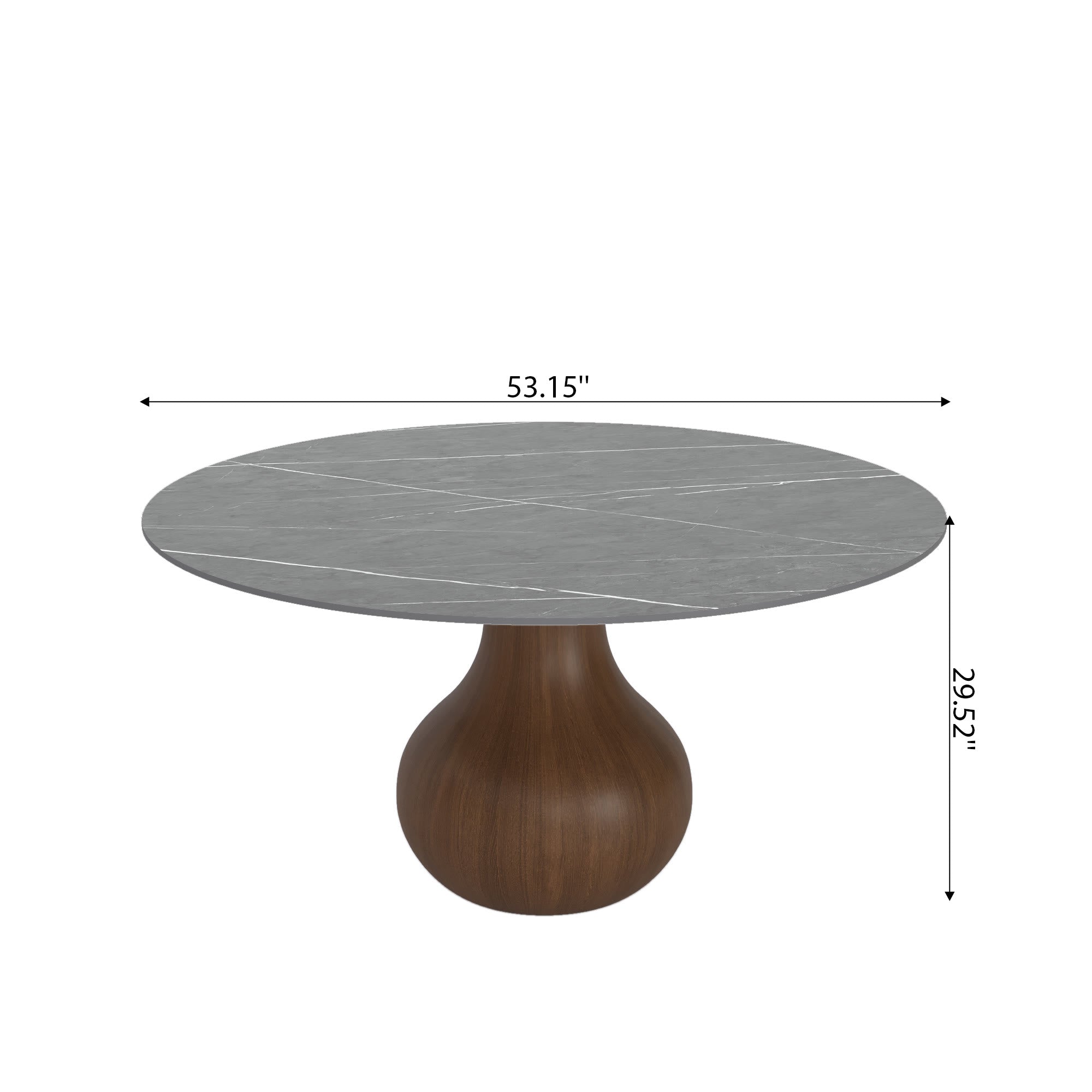 5-pieces Grey Vase-shaped Base Dining Table With Armless Wood Dining Chairs
