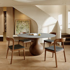 5-pieces Grey Vase-shaped Base Dining Table With Armless Wood Dining Chairs - W53.15" + 4 Dining Chairs - image 0