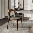 7-pieces Dark Walnut Slim Pedestal Base Dining Table With Black Armlesss Dining Chairs - image 8
