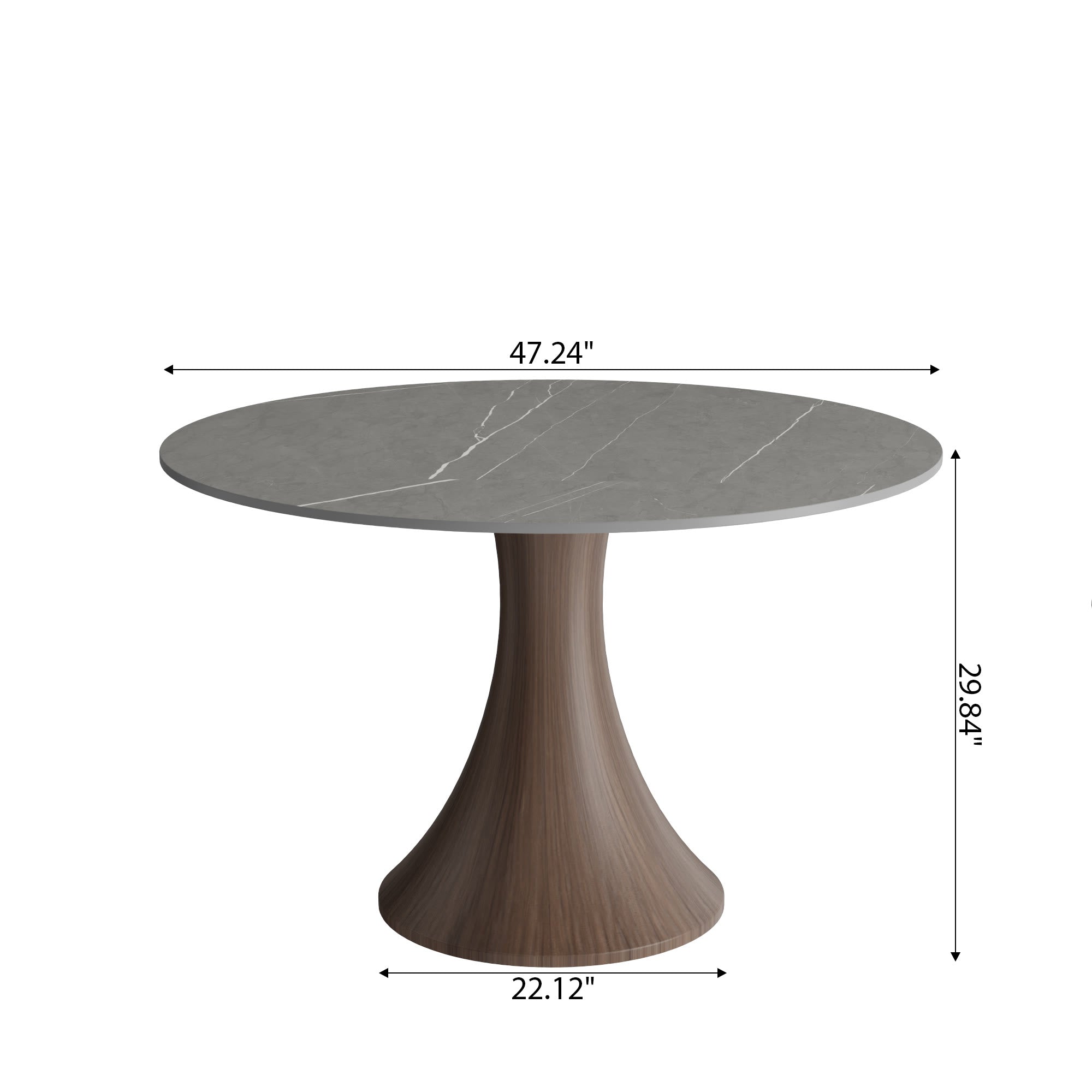 5-pieces Dark Walnut Slim Pedestal Base Dining Table With Black Cushion Dining Chairs - image 10