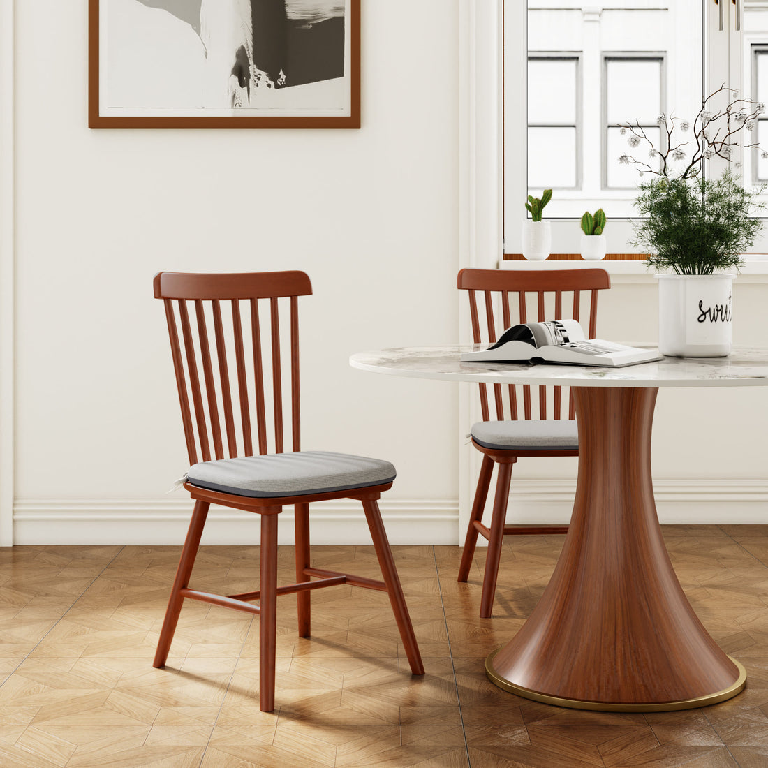 2x/4x/6x Farmhouse Retro Wood Dining Room Chairs