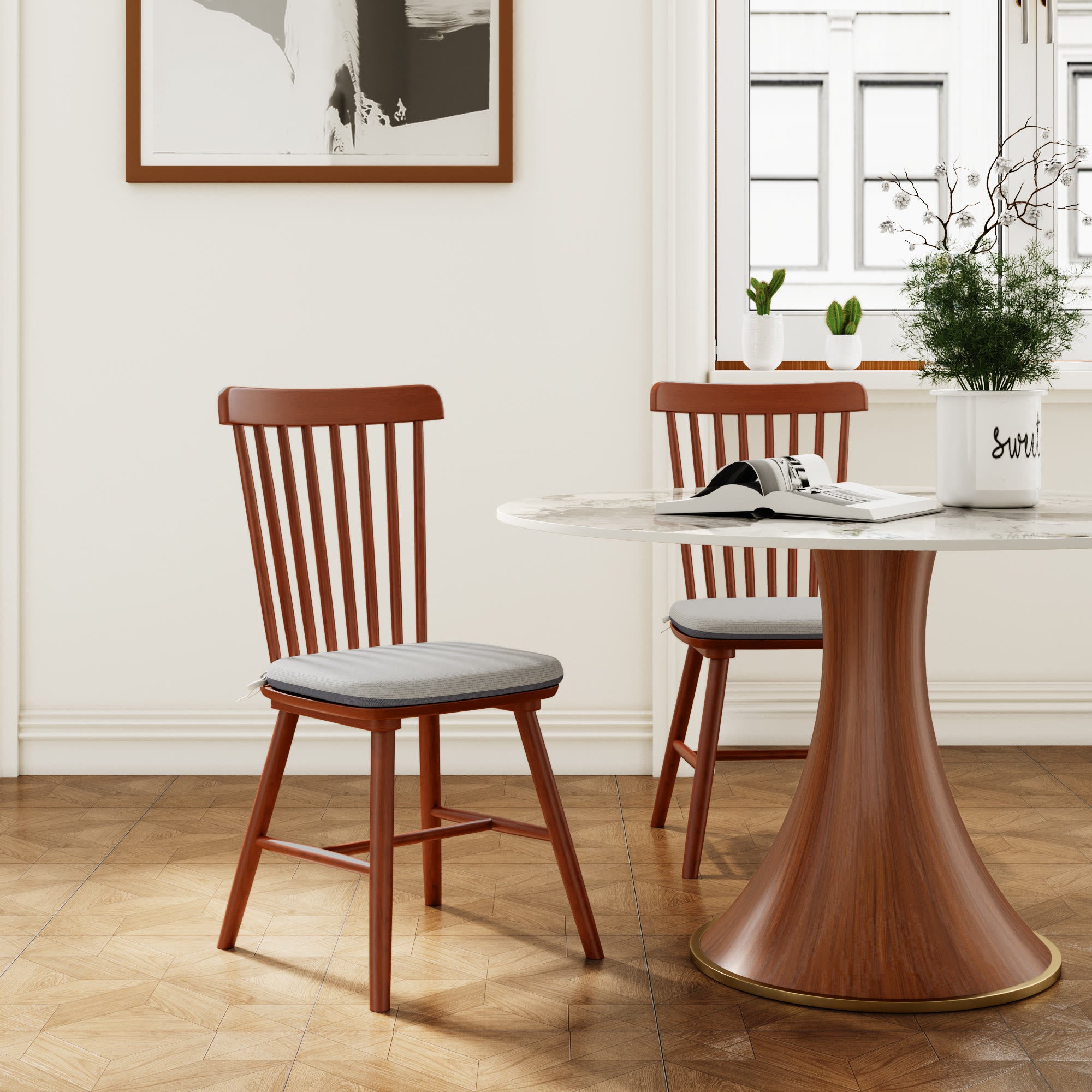 2x/4x/6x Farmhouse Retro Wood Dining Room Chairs