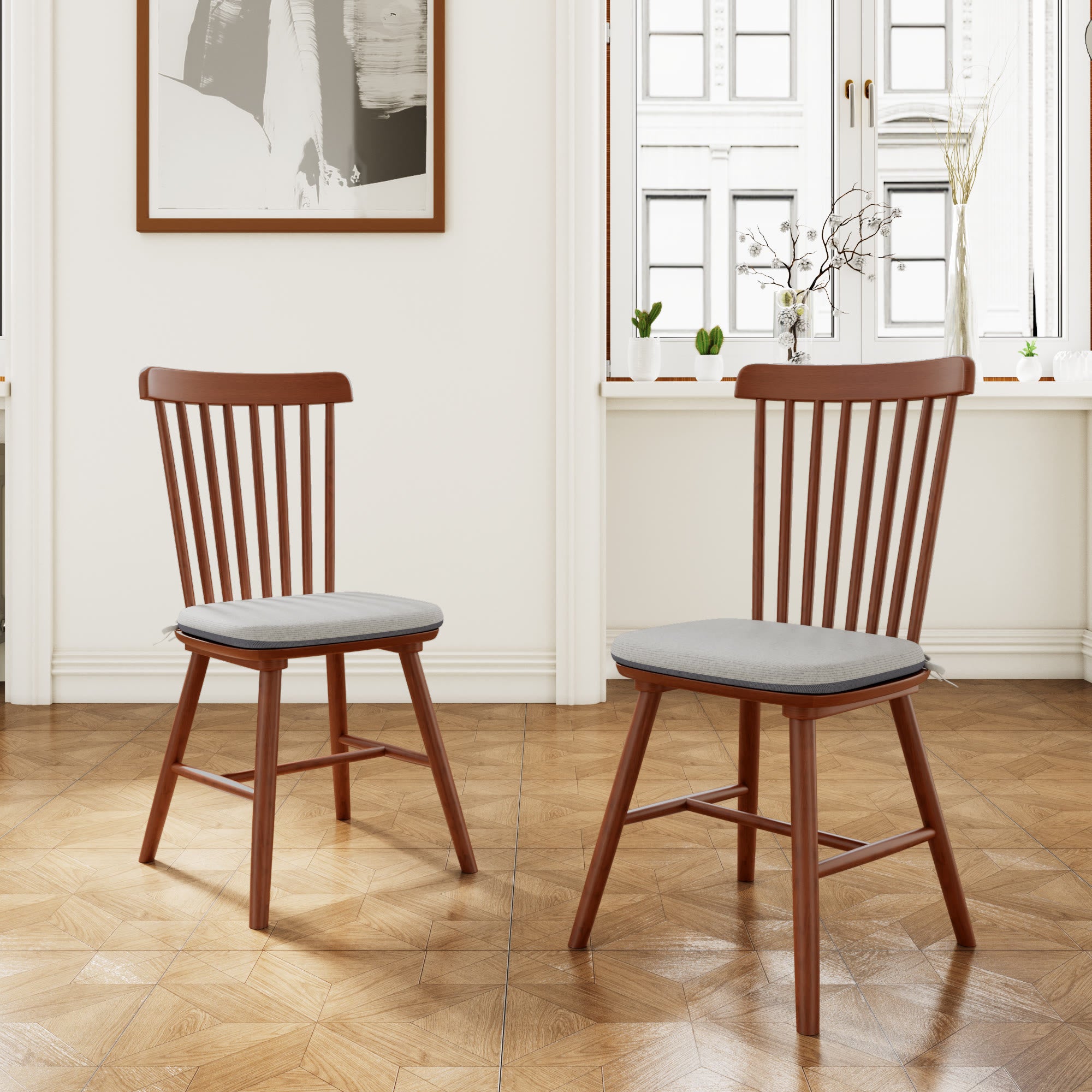 2x/4x/6x Farmhouse Retro Wood Dining Room Chairs