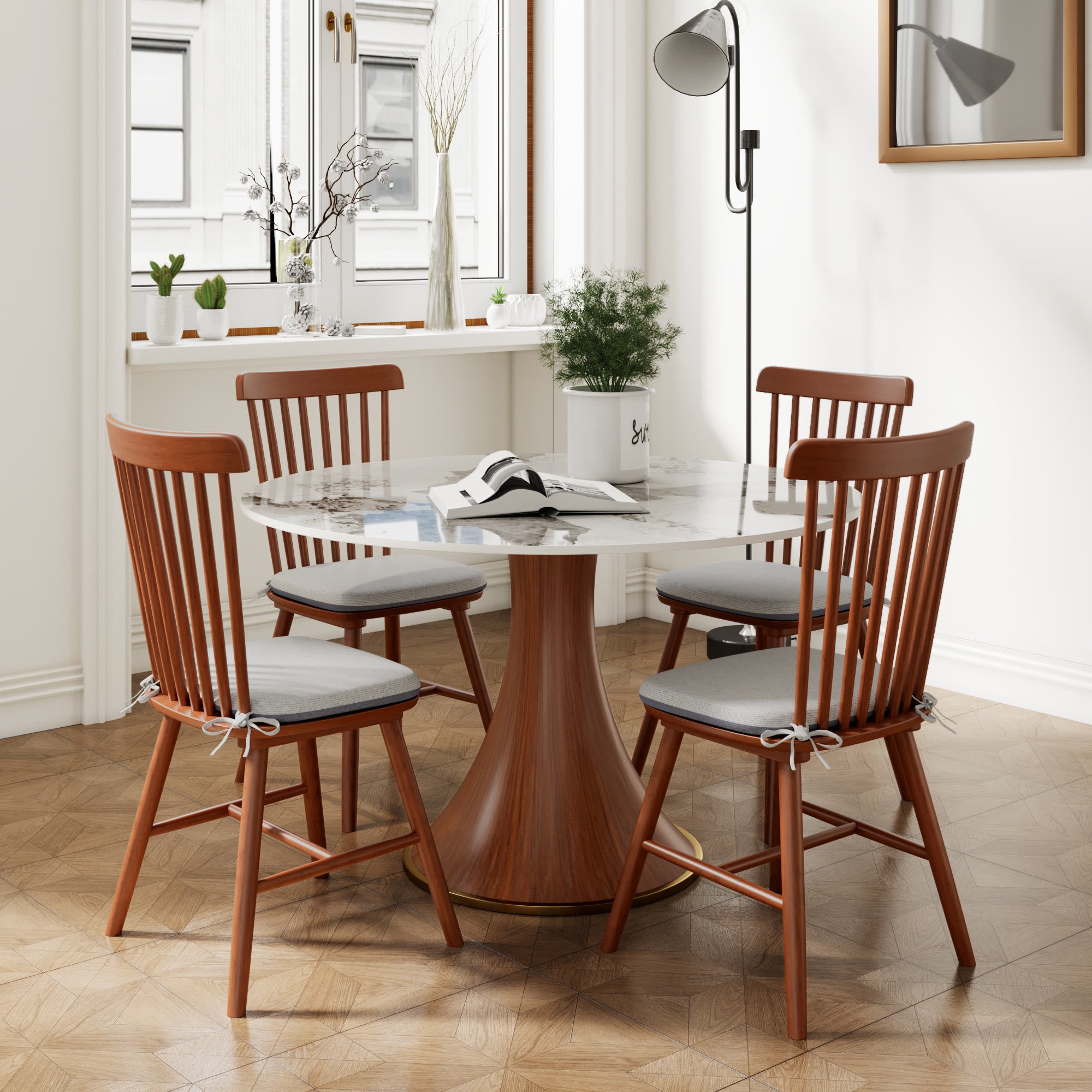 2x/4x/6x Farmhouse Retro Wood Dining Room Chairs