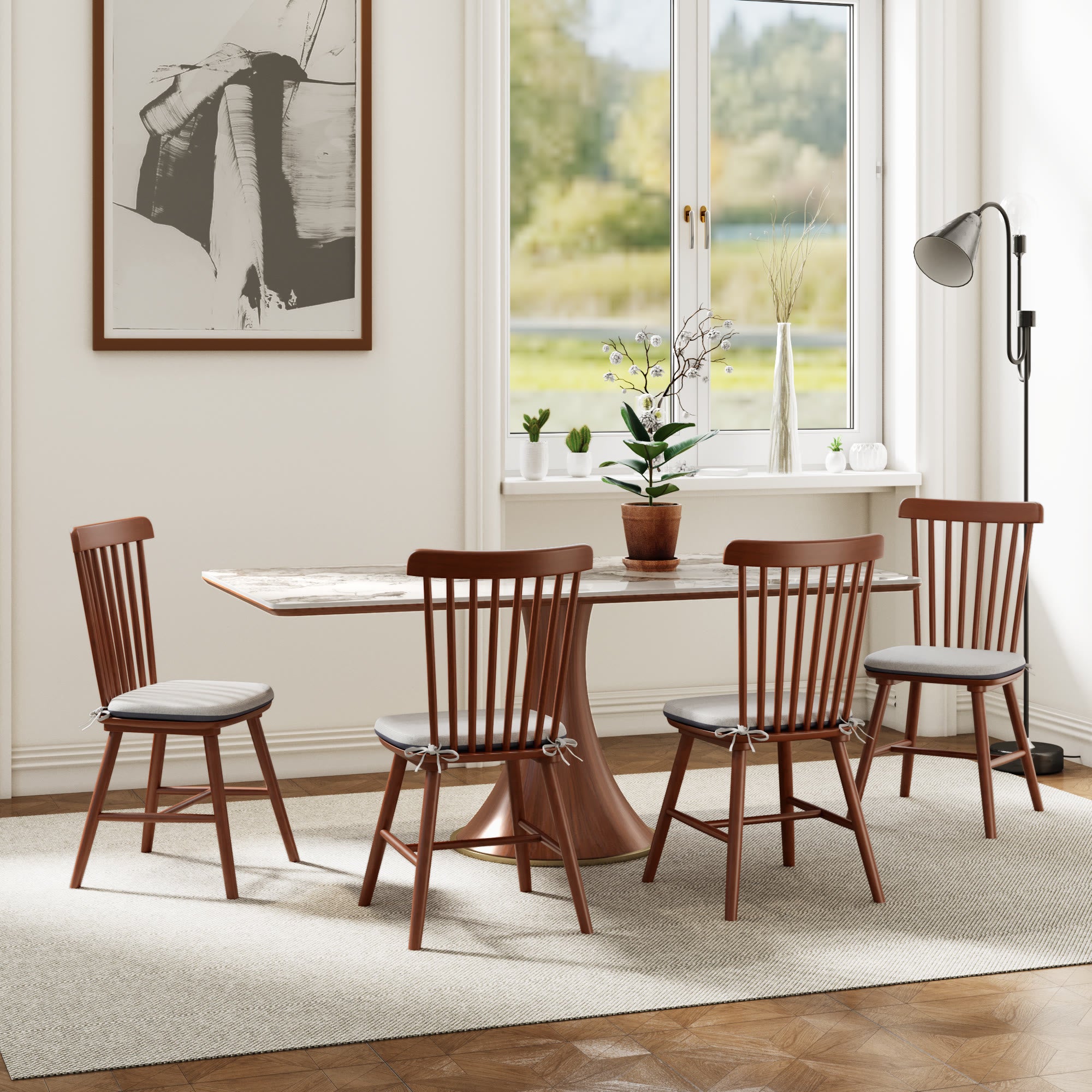 2x/4x/6x Farmhouse Retro Wood Dining Room Chairs