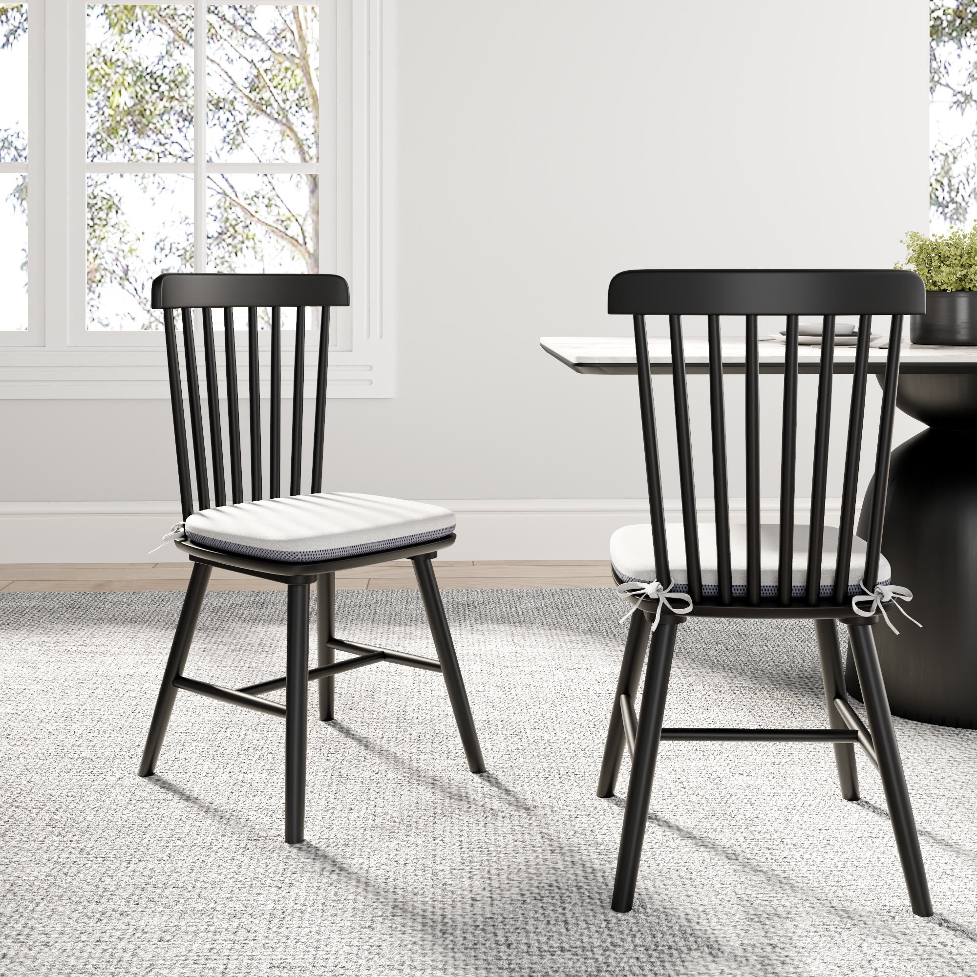 2x/4x/6x Modern Black Wood Dining Room Chairs