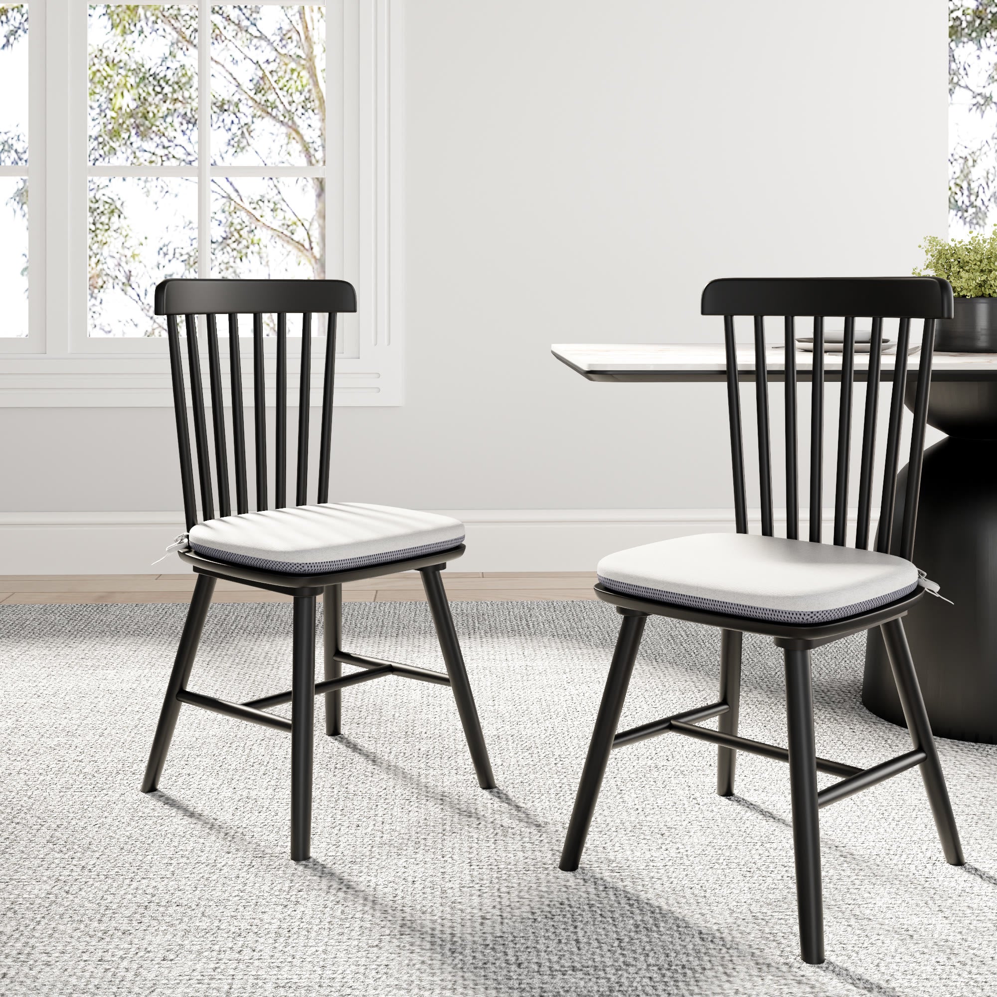 2x/4x/6x Modern Black Wood Dining Room Chairs