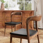 7 Pieces Slim Pedestal Base Dining Table With Black Leather Cushioned Dining Chairs - image 7