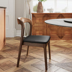 7 Pieces Slim Pedestal Base Dining Table With Black Leather Cushioned Dining Chairs - image 8