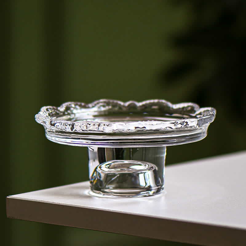 Lace-Edge Glass Pedestal Tray Ornament - Clear - image 4