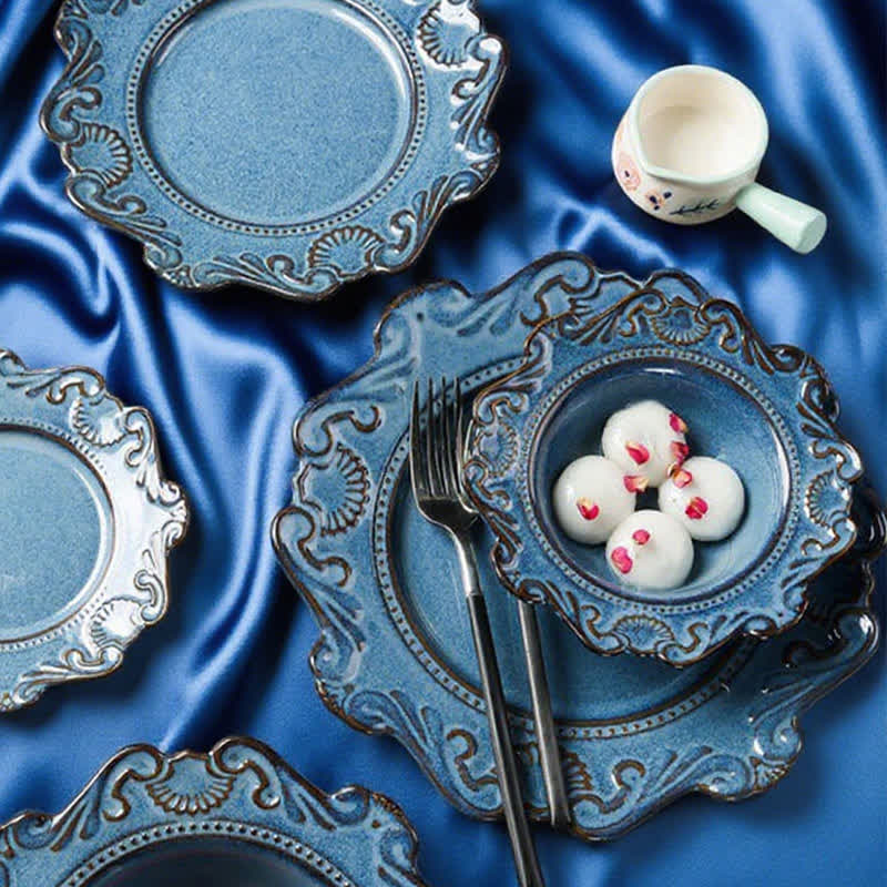 Vintage Embossed Ceramic Plate Home Ornament