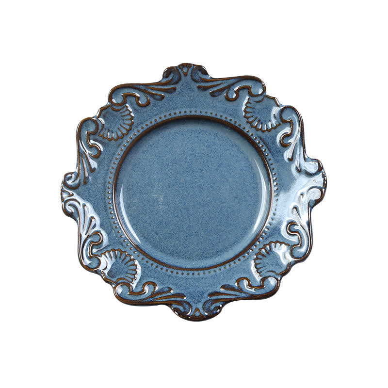 Vintage Embossed Ceramic Plate Home Ornament