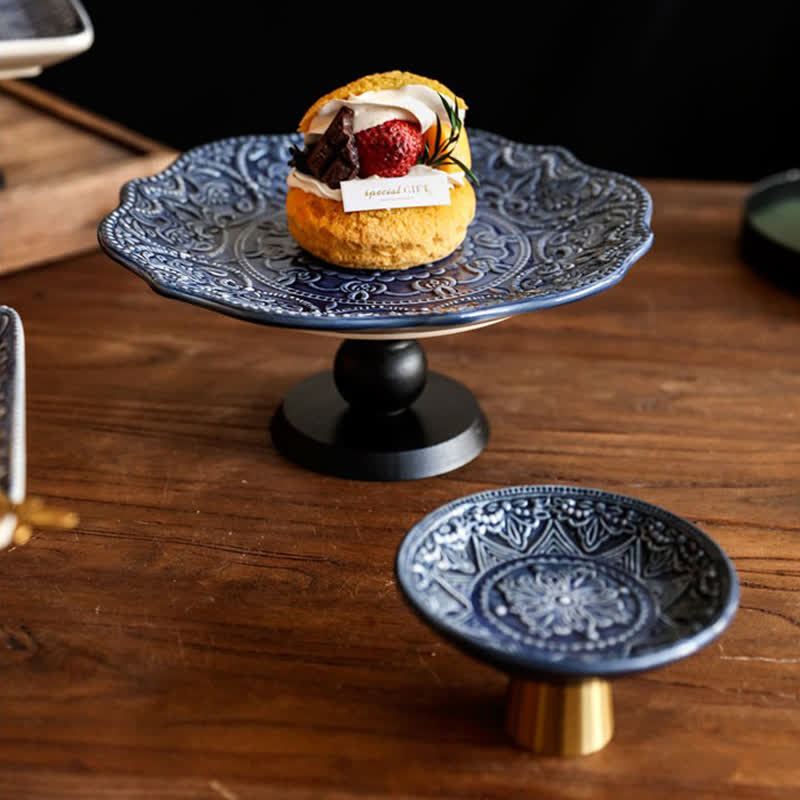 Vintage Embossed Decorative Ceramic Tray