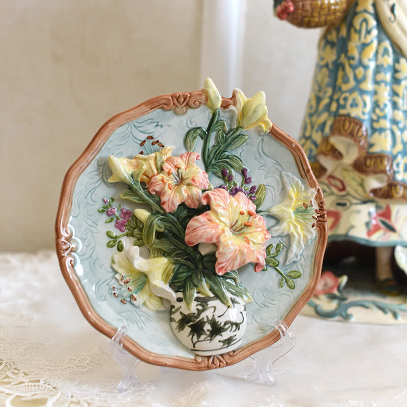 Lily Ceramic Wall Hanging Plate Home Ornament - image 0
