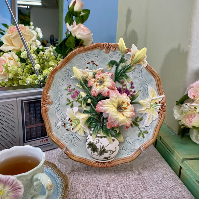 Lily Ceramic Wall Hanging Plate Home Ornament - image 3