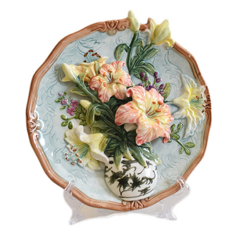 Lily Ceramic Wall Hanging Plate Home Ornament - image 1