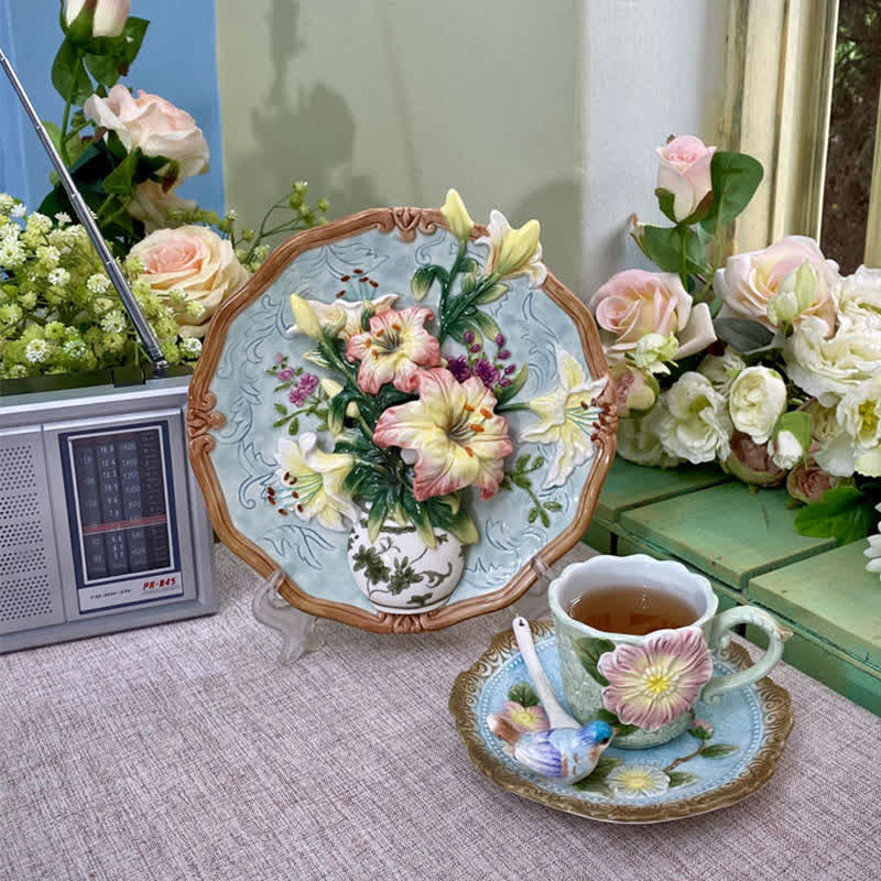 Lily Ceramic Wall Hanging Plate Home Ornament - image 2