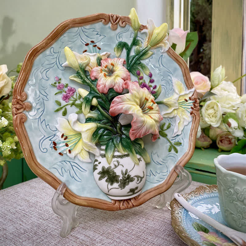 Lily Ceramic Wall Hanging Plate Home Ornament - image 4