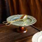 Vintage Ceramic Tray with Wooden Stand - image 3
