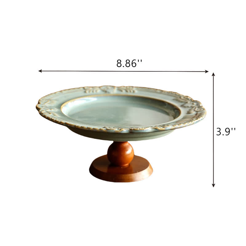 Vintage Ceramic Tray with Wooden Stand - image 6