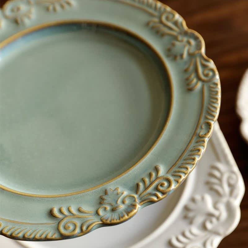 Vintage Ceramic Tray with Wooden Stand - image 5