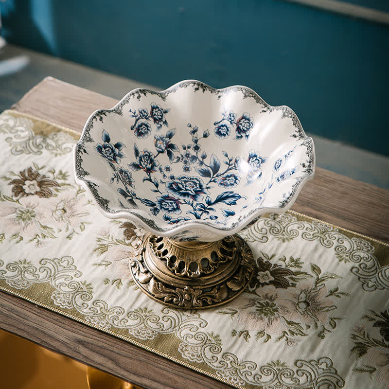 Light Luxury Vintage Floral Ceramic Tray Ornament - image 3