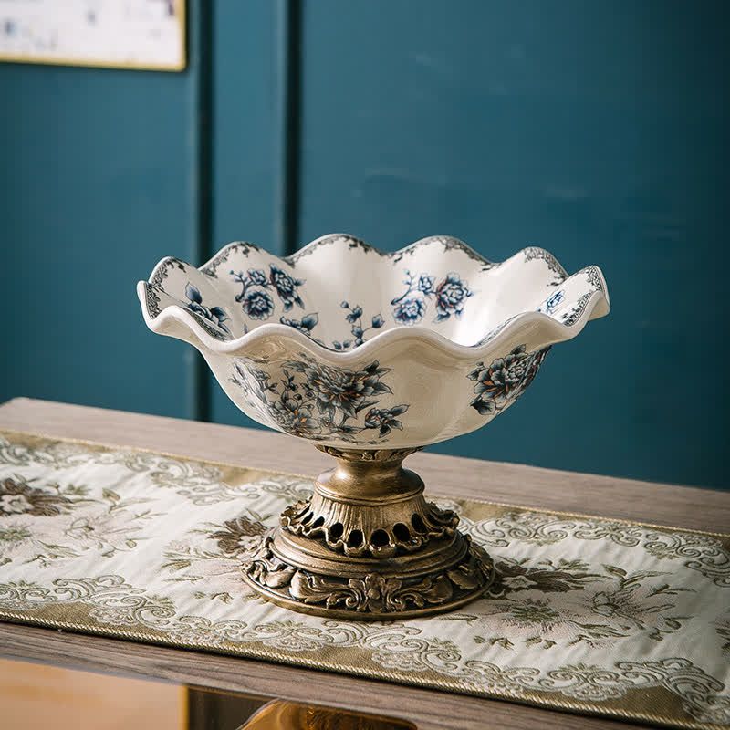 Light Luxury Vintage Floral Ceramic Tray Ornament - image 0