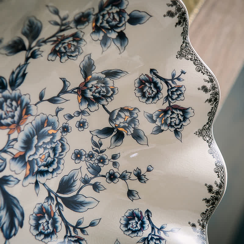Light Luxury Vintage Floral Ceramic Tray Ornament - image 4