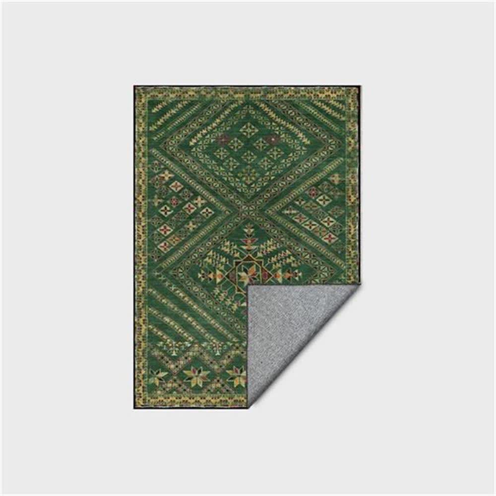 Moroccan Geometric Dark Green Area Rug - image 4