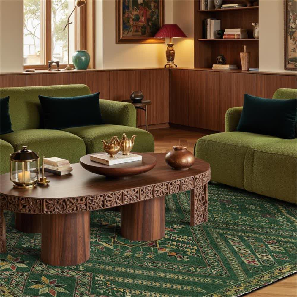 Moroccan Geometric Dark Green Area Rug - image 3