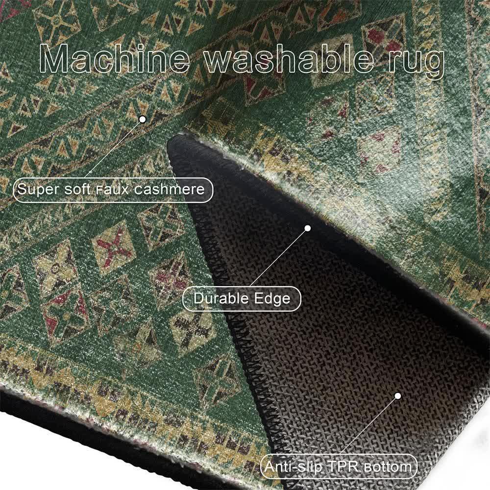 Moroccan Geometric Dark Green Area Rug - image 6