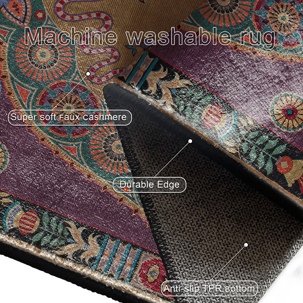 Vintage Ethnic Indoor Outdoor Area Rug - image 5