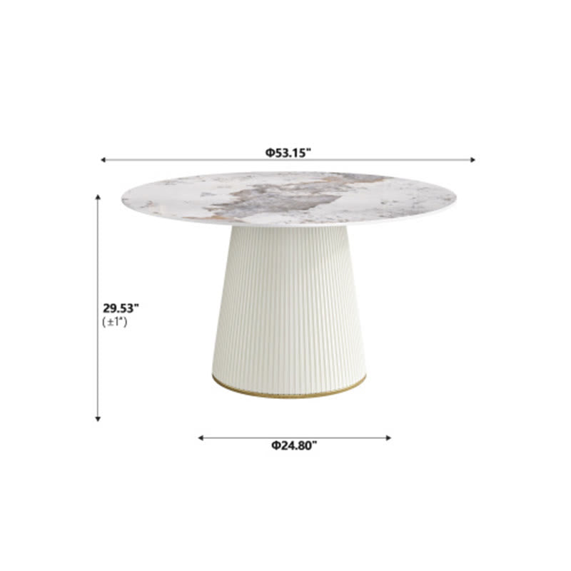 53.15" Modern White Artificial Stone Tabletop Dining Table