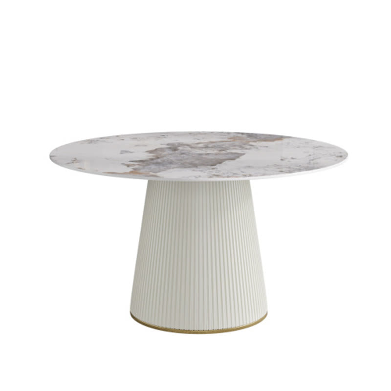 53.15" Modern White Artificial Stone Tabletop Dining Table