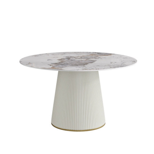53.15" Modern White Artificial Stone Tabletop Dining Table