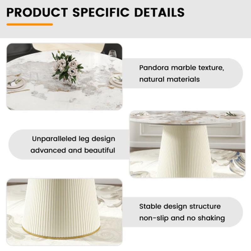 53.15" Modern White Artificial Stone Tabletop Dining Table