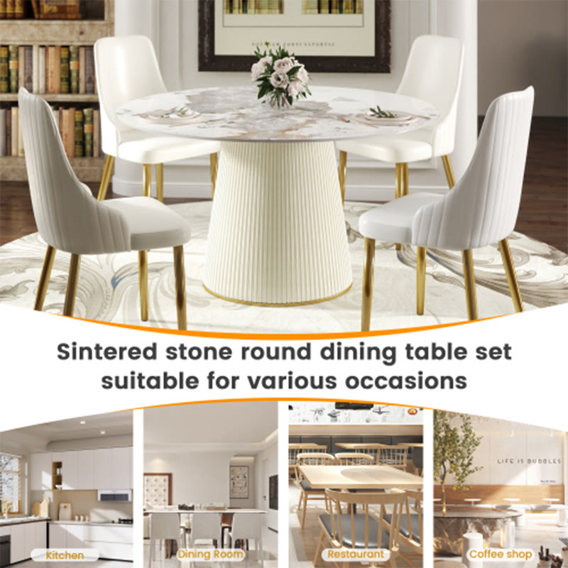 53.15" Modern White Artificial Stone Tabletop Dining Table